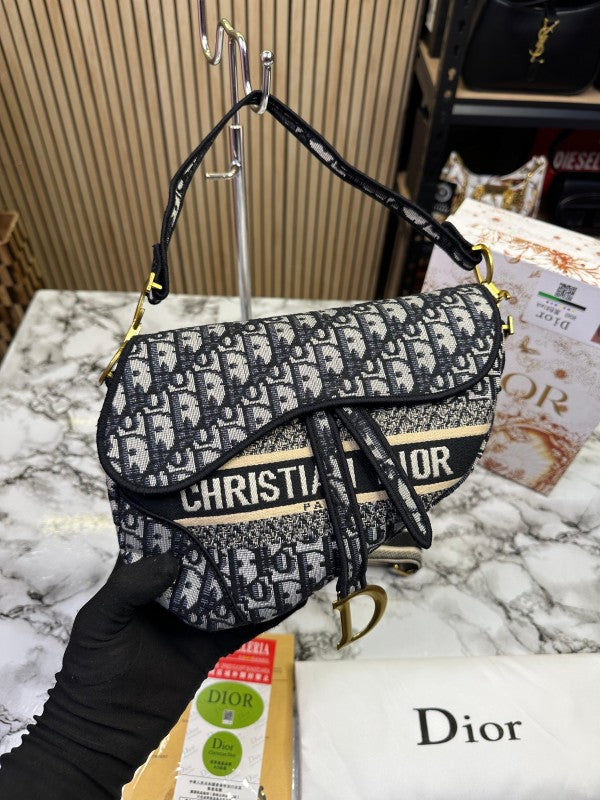 Dior Saddle Bag Oblique Embroidery With OG Box & Dust Bag