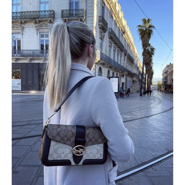 Coach Georgie Shoulder Bag In Colorblock Signature WIth OG Box & Dust Bag