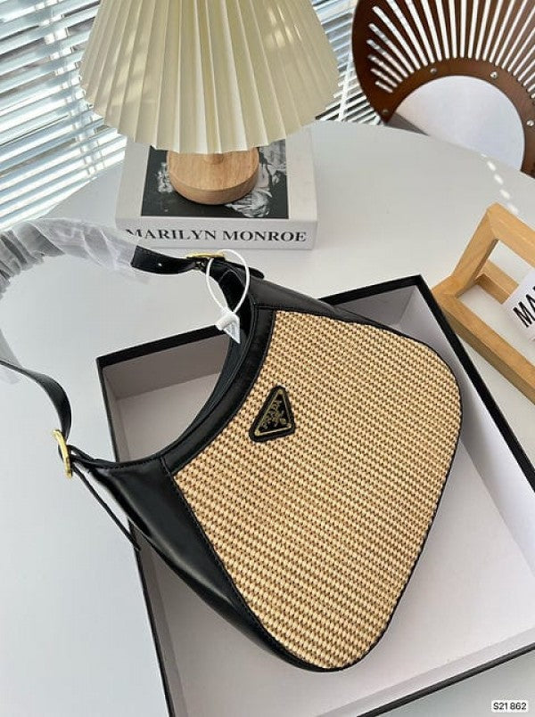 Prada Jute Shoulder Bag With OG Box & Dust Bag