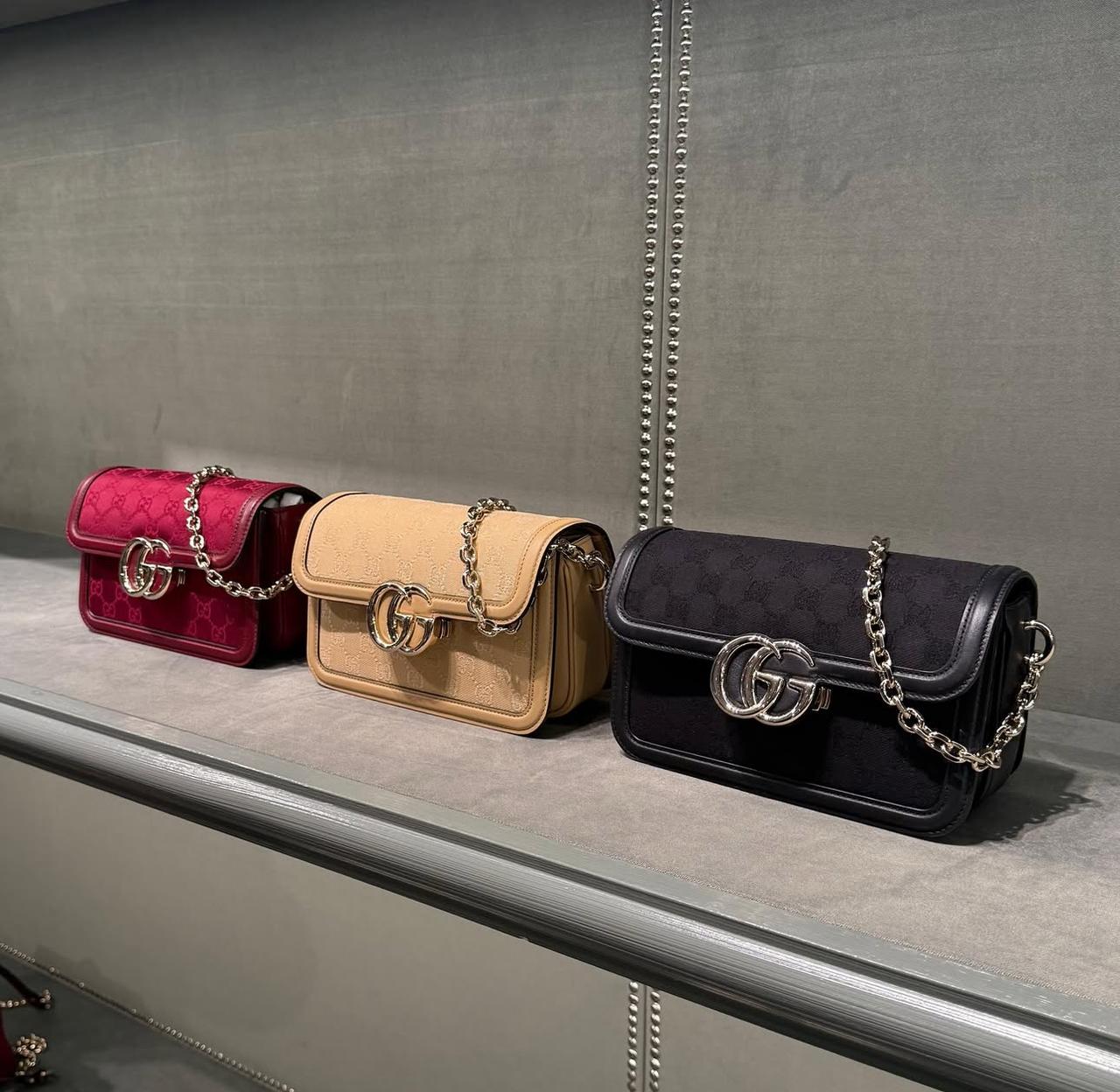 GUCCI GO SHOULDER BAGS WITH GOLD ACCESSORIES