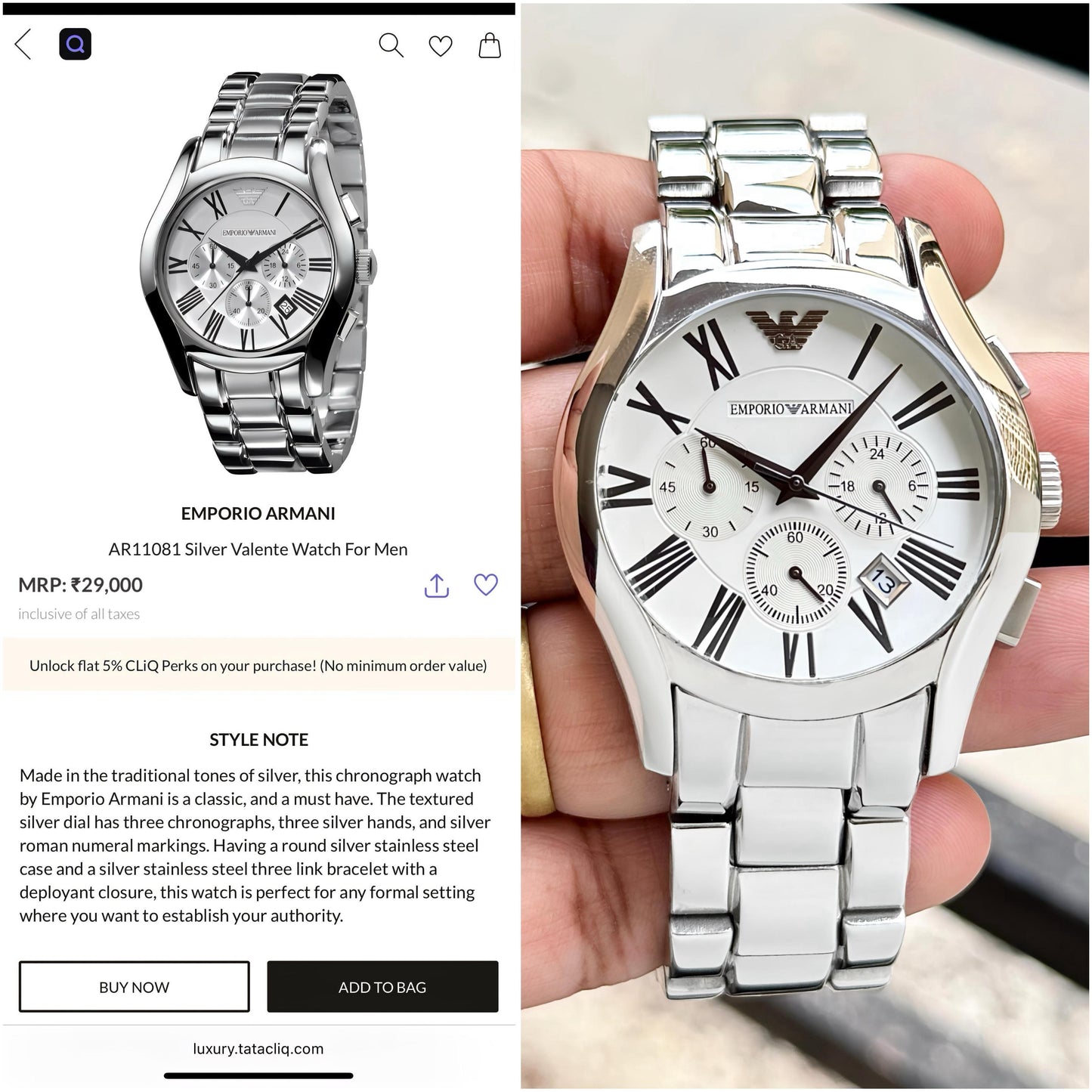 Emporio Armani Premium Valente Original Model Series Now Available