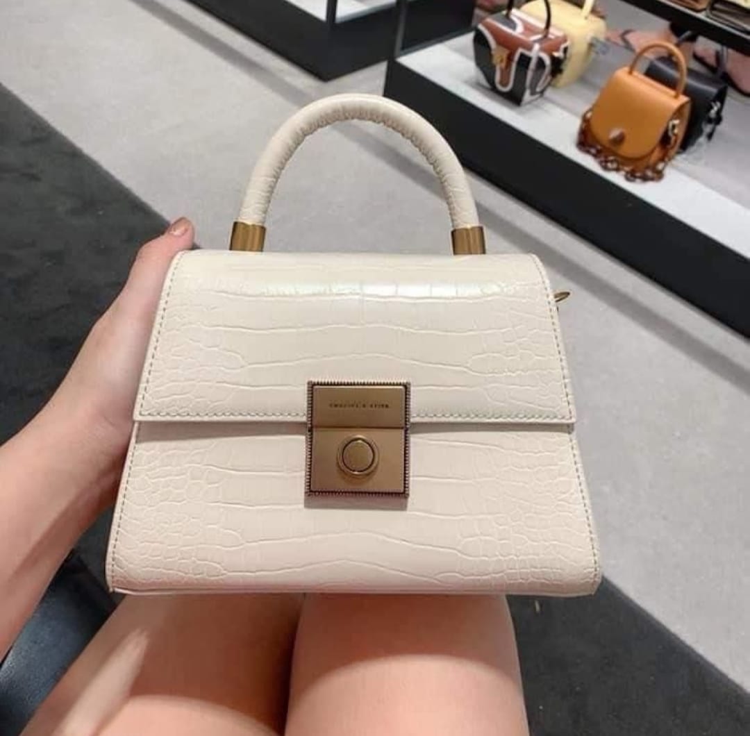 CHARLES CROCO LOOKS STRUCTURED TOP HANDLE BAG