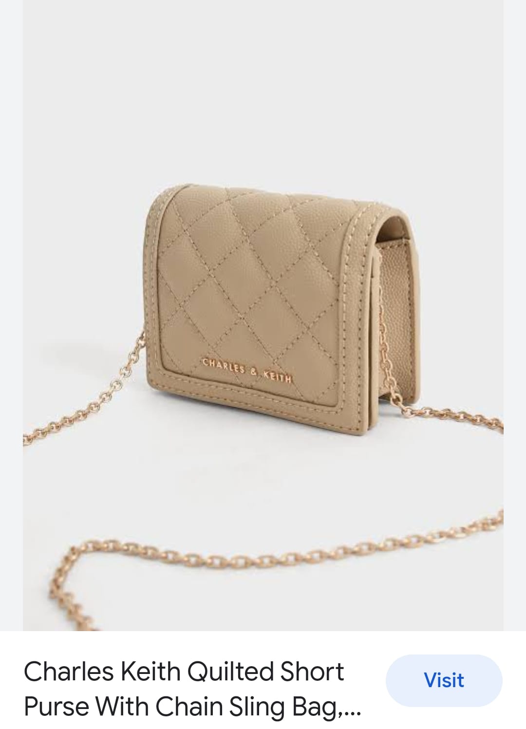 CHARLES & KEITH QUILTED MINI PURSE WITH CHAIN SLING