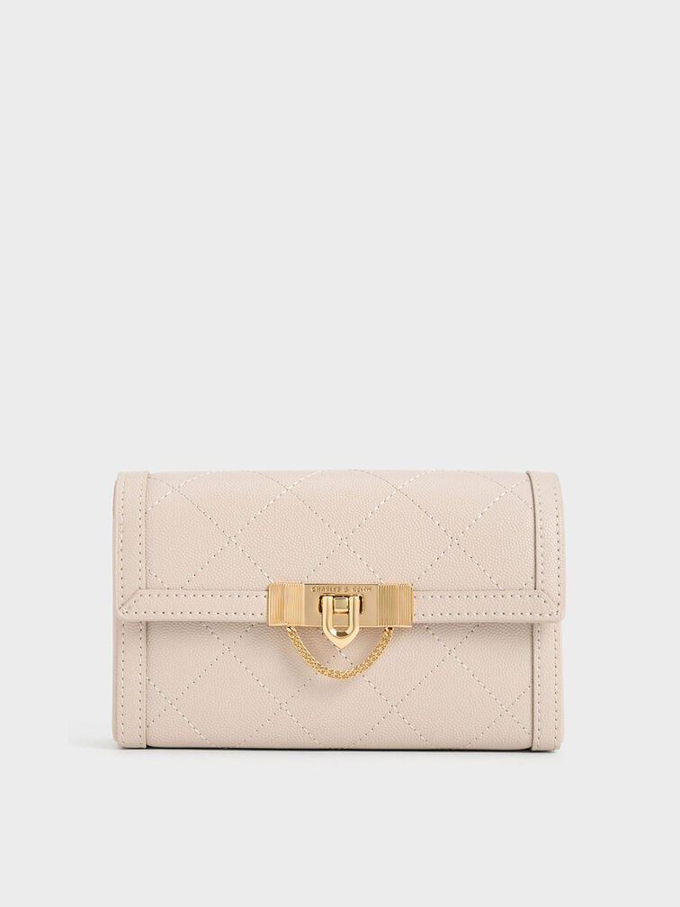 CHARLES & KEITH TALLULAH QUILTED PUSH LOCK CLUTCH CUM SLING BAGS