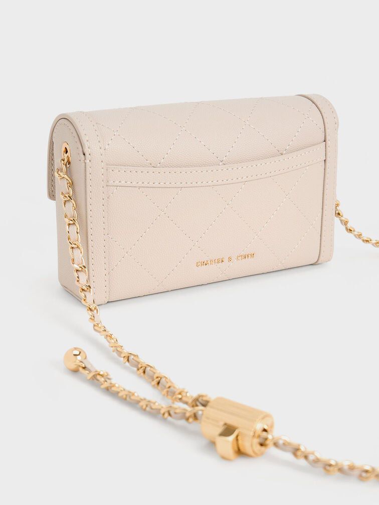 CHARLES & KEITH TALLULAH QUILTED PUSH LOCK CLUTCH CUM SLING BAGS