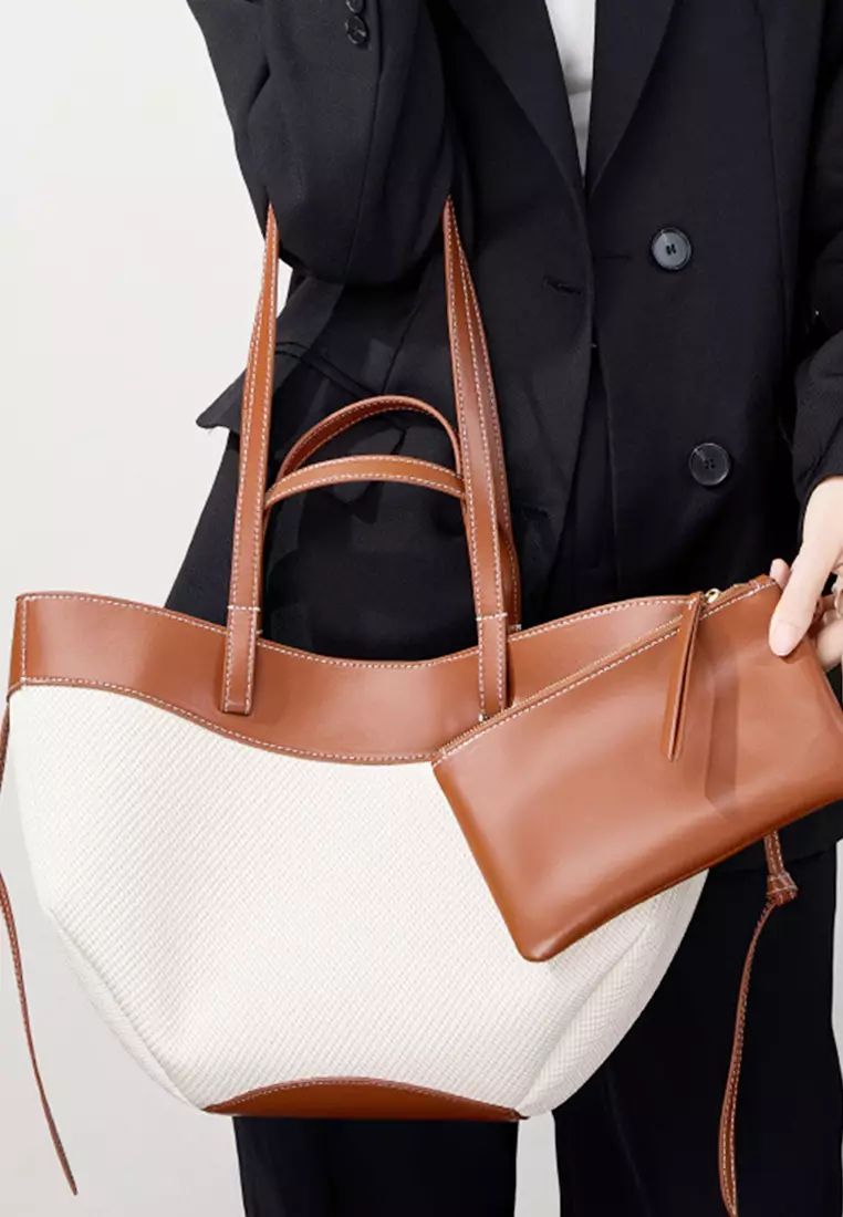POLENE GRAINED LEATHER TOTE BAG