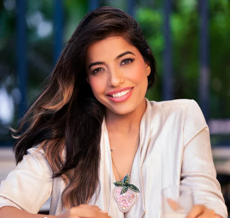 Strawberry Milkshake Pendant with Quartz Beads and Crystal