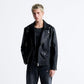Zara Cross Zip Imported Leather Jacket