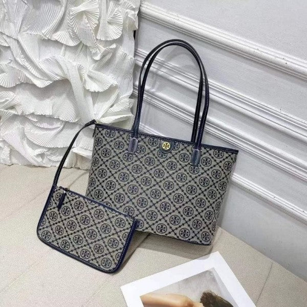 Tory Burch Monogram Tote With OG Box & Dust Bag & Extra Pouch