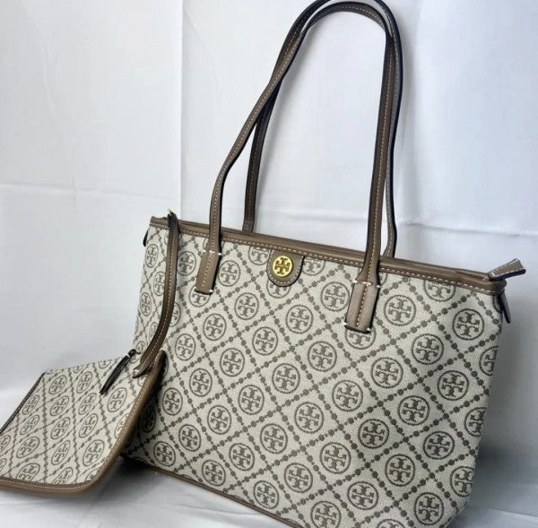 Tory Burch Monogram Tote With OG Box & Dust Bag & Extra Pouch