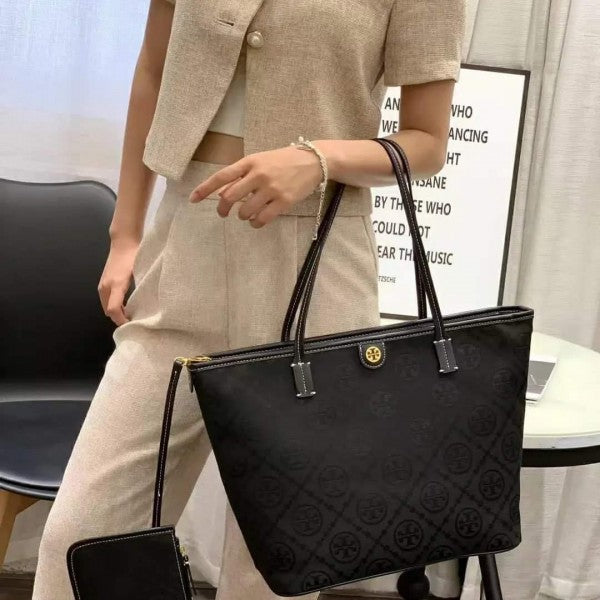 Tory Burch Monogram Tote With OG Box & Dust Bag & Extra Pouch