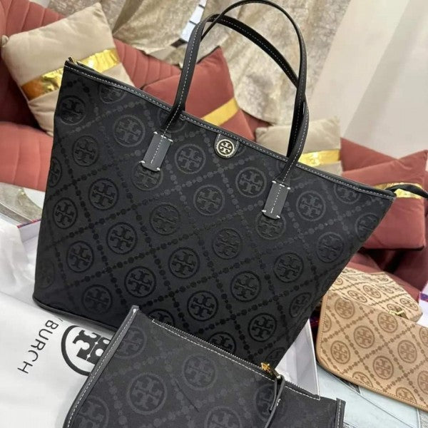 Tory Burch Monogram Tote With OG Box & Dust Bag & Extra Pouch