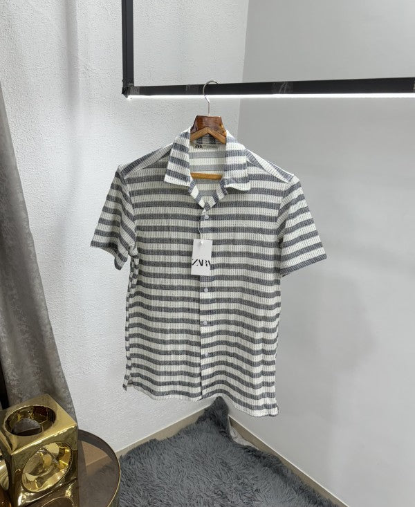 Zara Stripes Premium Relax Fit Half Shirt