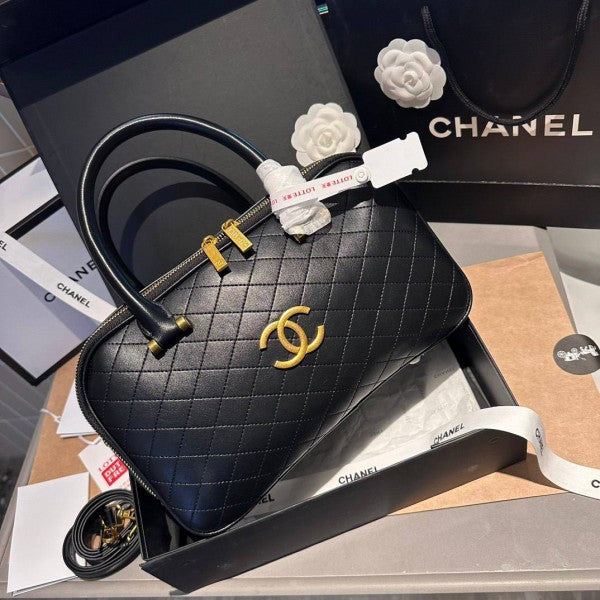Chanel Classic Top Handle Premium Bowling Bag With Dust Bag