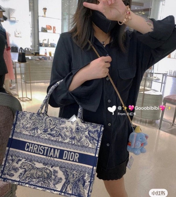 Dior Book Tote Oblique Embroidery With OG Box & Dust Bag & Scarf