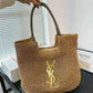 YSL Saint Laurent ICare Raffia Jute Tote Bag With OG Box