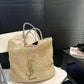 YSL Saint Laurent ICare Raffia Jute Tote Bag With OG Box