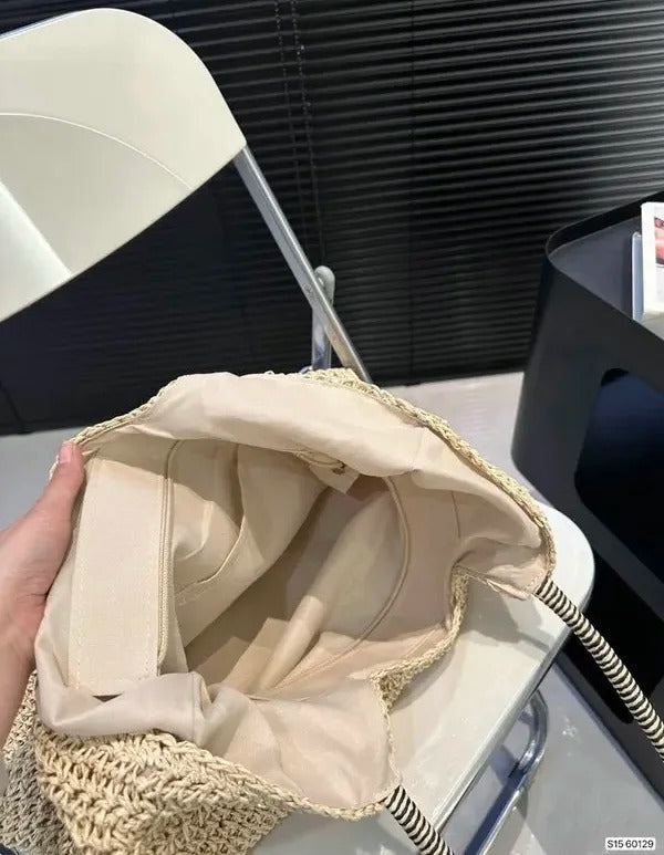 YSL Saint Laurent ICare Raffia Jute Tote Bag With OG Box