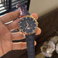 Cartier Blue Leather Strap Chronograph Watch