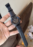 Emporio Armani Meccanico Black Leather Strap Automatic Watch