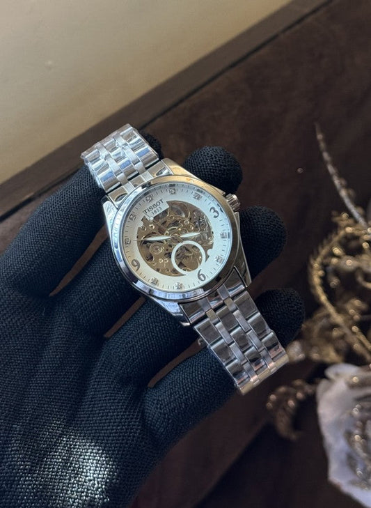 Tissot Automatic Silver Metal With White Dial Premium Watch