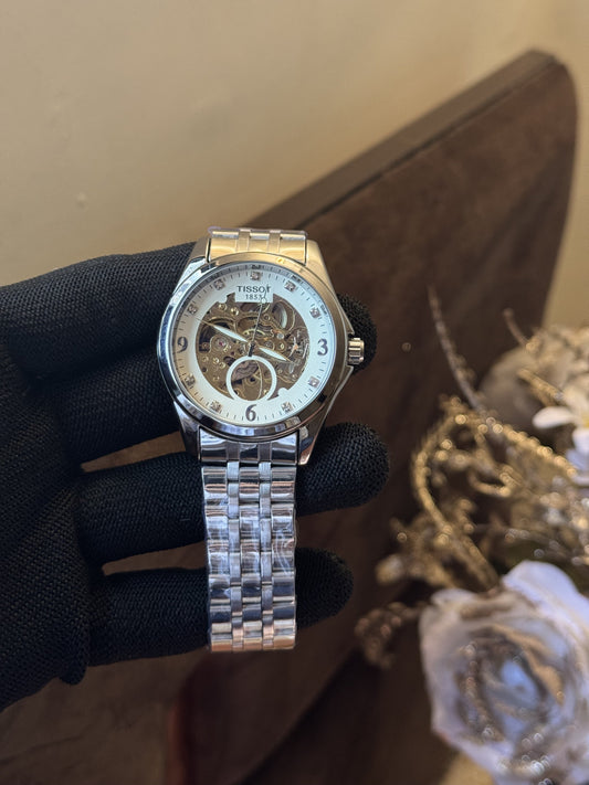 Tissot Automatic Silver Metal With White Dial Premium Watch