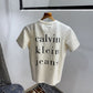 Calvin Klein Logo White Print Premium Polo T-Shirt
