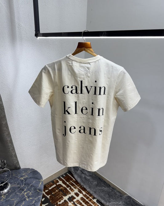 Calvin Klein Logo White Print Premium Polo T-Shirt