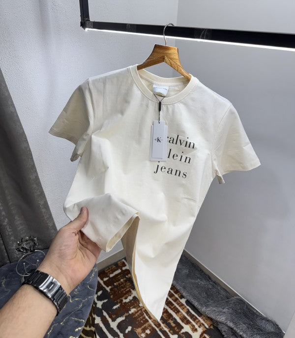 Calvin Klein Logo White Print Premium Polo T-Shirt