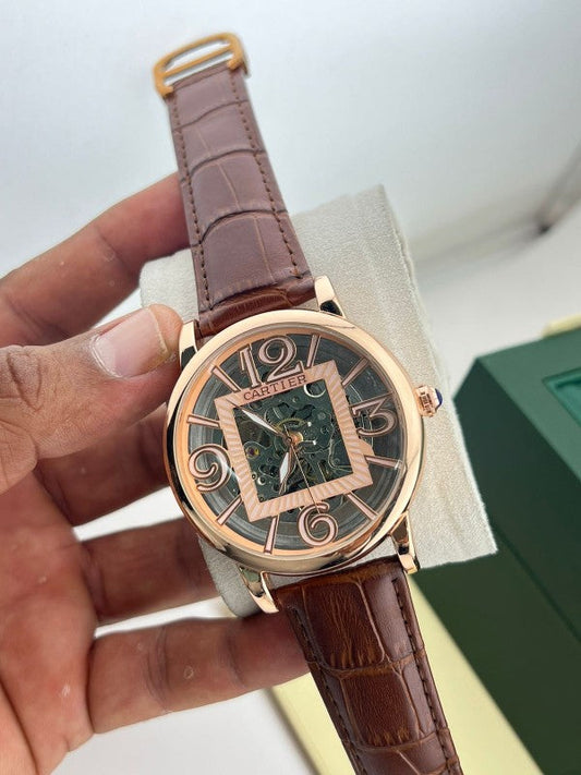Cartier Brown Strap Automatic Premium watch