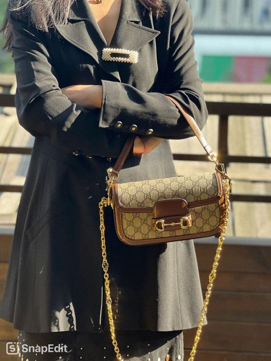 Gucci GG Horsebit 1955 Monogram Crossbody Shoulder Bag