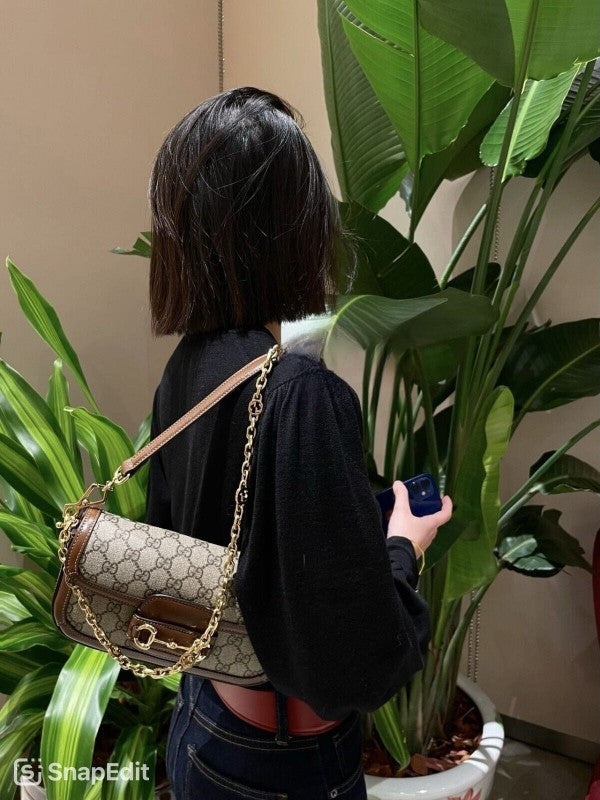 Gucci GG Horsebit 1955 Monogram Crossbody Shoulder Bag