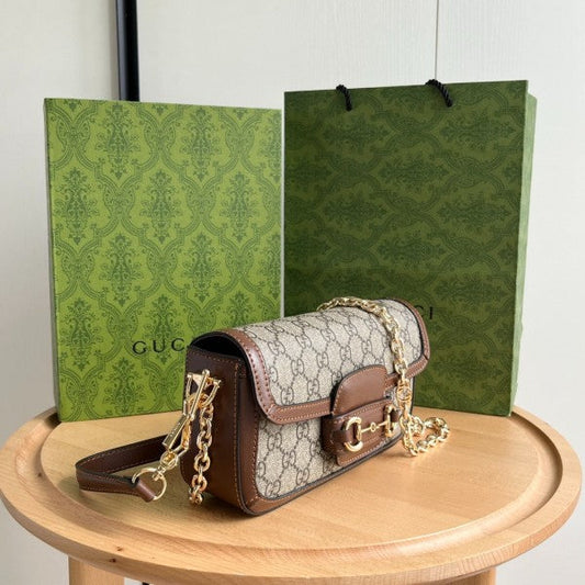 Gucci GG Horsebit 1955 Monogram Crossbody Shoulder Bag