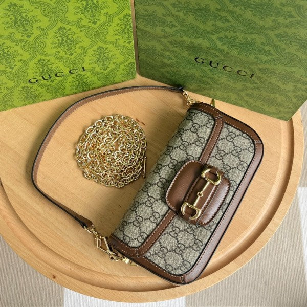 Gucci GG Horsebit 1955 Monogram Crossbody Shoulder Bag