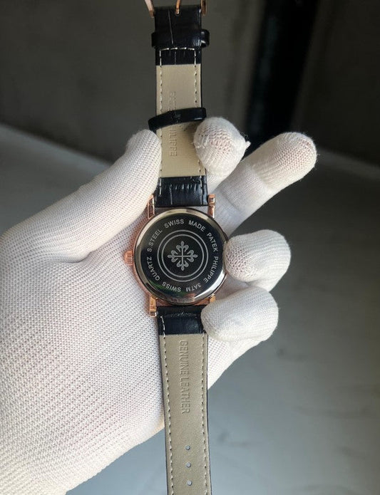 Patek Philippe Black Leather Belt Premium Chronograph Watch