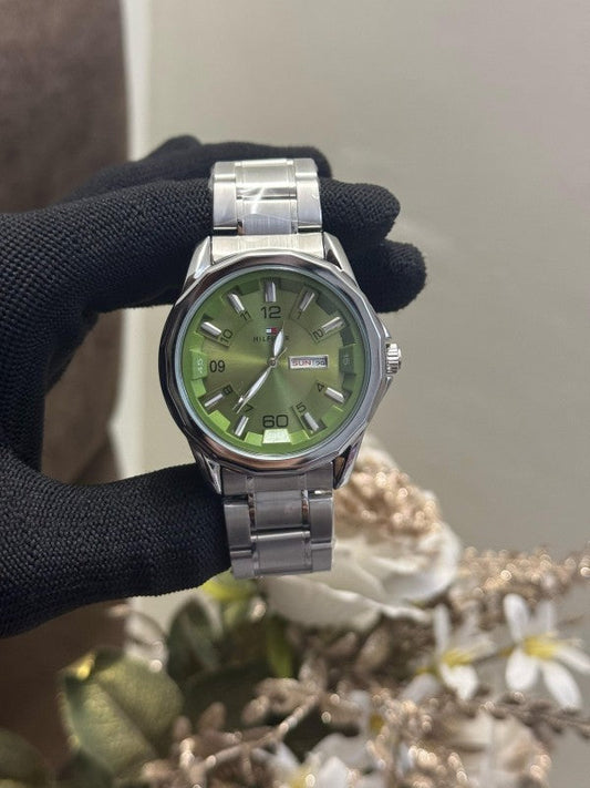 Tommy hilfiger Silver- Green Dial Premium Watch