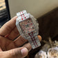Cartier Santos Skeleton Red Diamond Quartz Watch