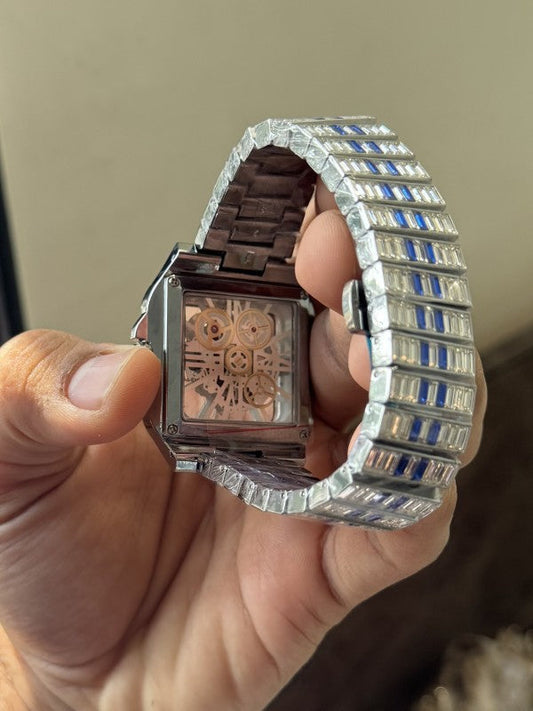 Cartier  Santos Skeleton Blue Diamond Quartz Watch
