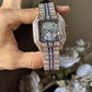 Cartier Santos Skeleton Copper-Blue Diamond Quartz Watch