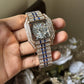 Cartier Santos Skeleton Copper-Blue Diamond Quartz Watch
