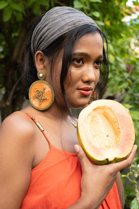 Papaya Fruit-Inspired Earrings