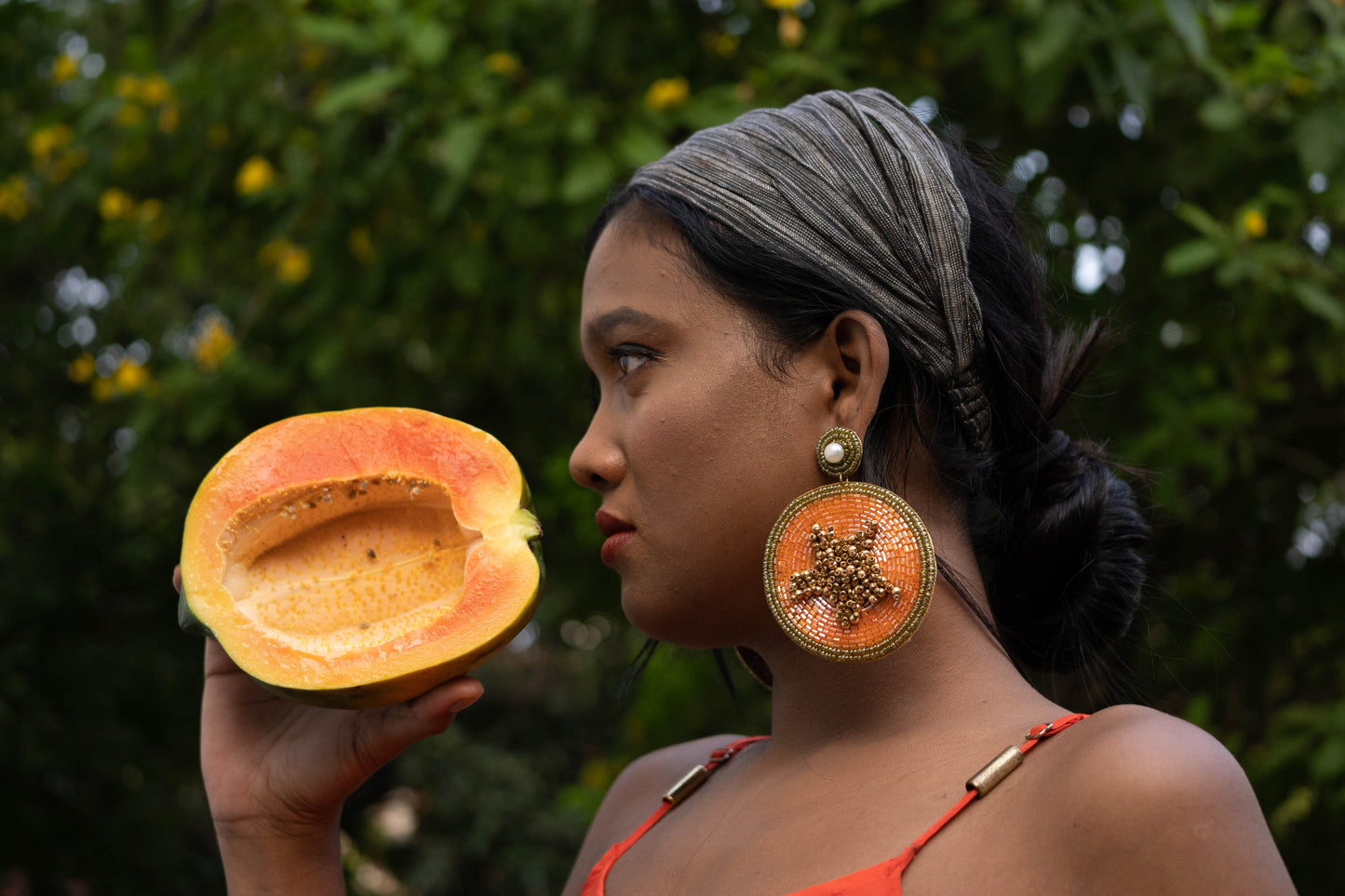 Papaya Fruit-Inspired Earrings