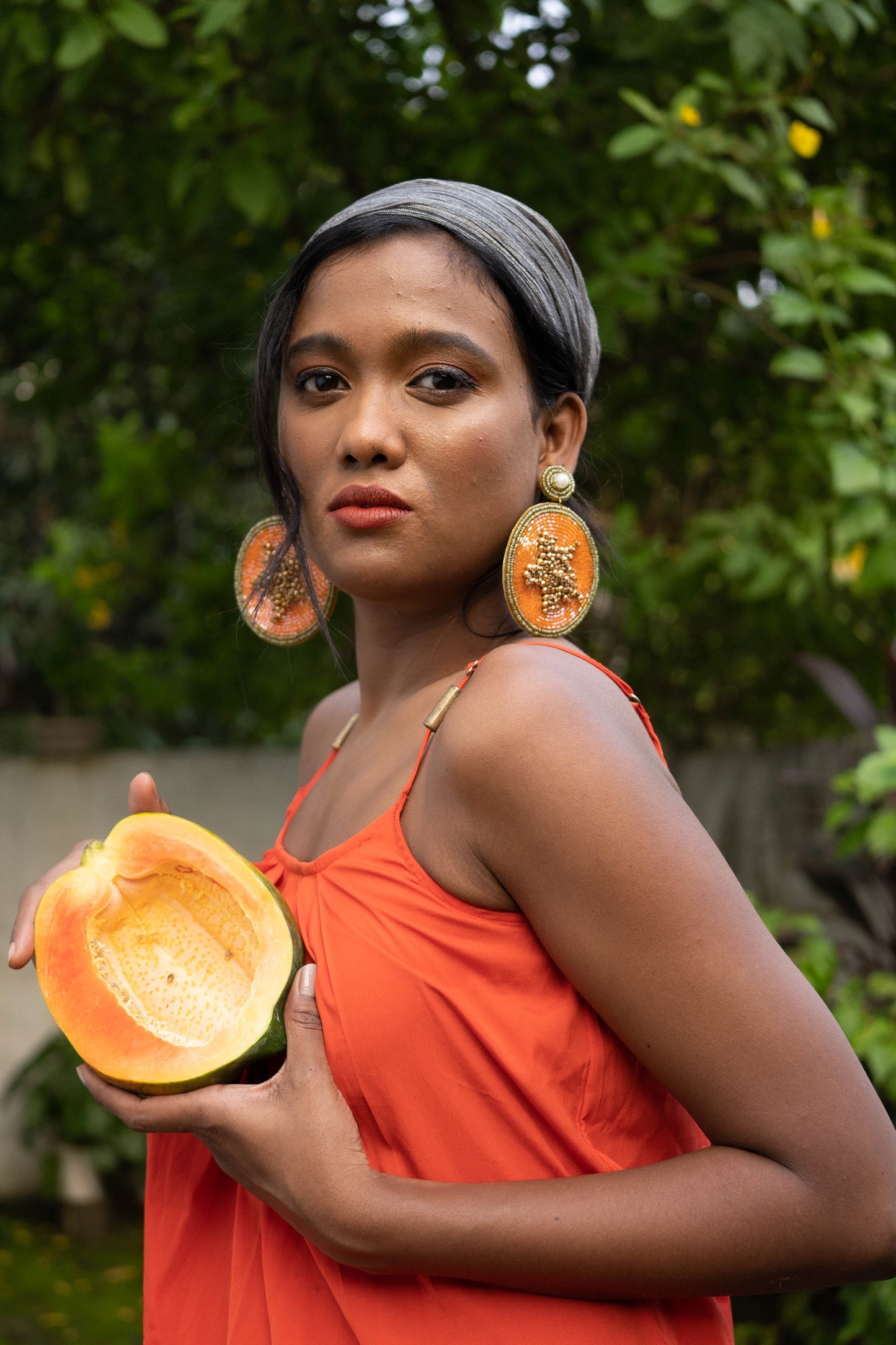 Papaya Fruit-Inspired Earrings