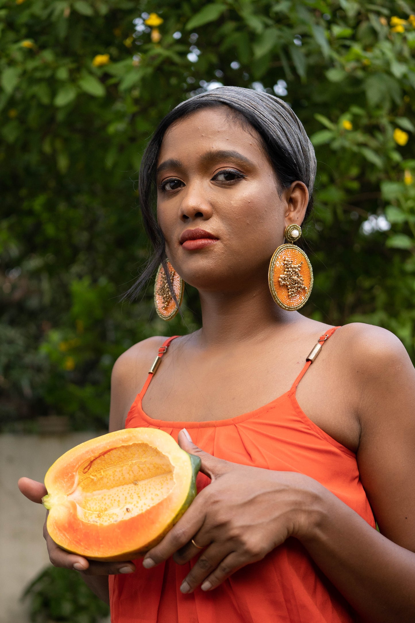 Papaya Fruit-Inspired Earrings