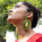 Big Green Kiwi Earrings with Citrine Beads