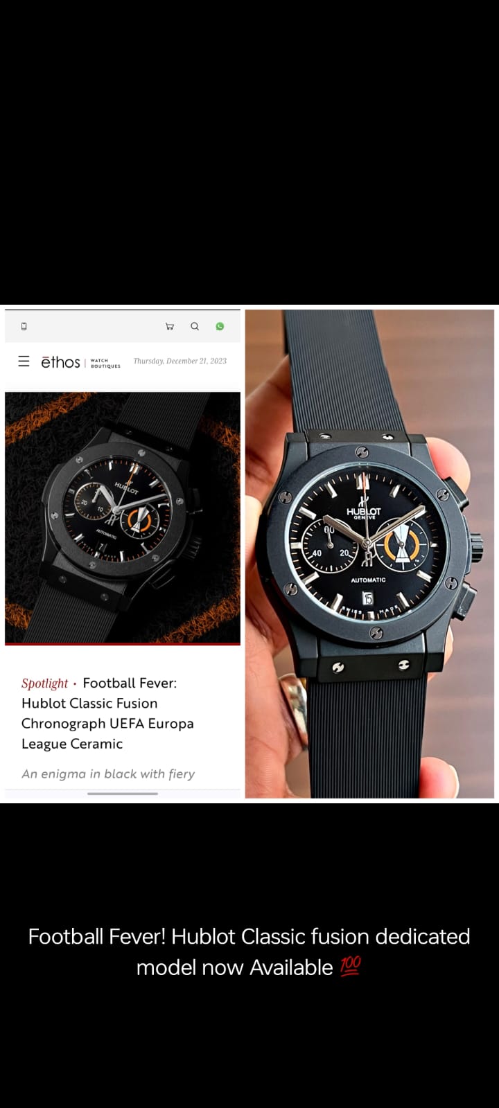 H Classic Fusion UEFA dedicated model revealed 🖤 - LABLEWHORE.COM