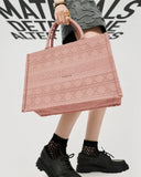 Christian Dior Cannage Embroidery Book Tote Bag With Dust Bag - Pink - LABLEWHORE.COM