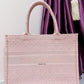 Christian Dior Cannage Embroidery Book Tote Bag With Dust Bag - Pink - LABLEWHORE.COM