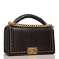 Chanel Le Boy Python Leather Bag Quilted Gold Hardware With OG Box & Dust Bag - LABLEWHORE.COM