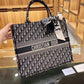 Black Dior Book Tote Oblique Embroidery With OG Box &amp; Dust Bag & Scarf - LABLEWHORE.COM
